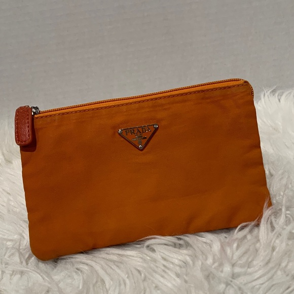 Prada Vibrant Orange Nylon Clutch - Picture 1 of 13
